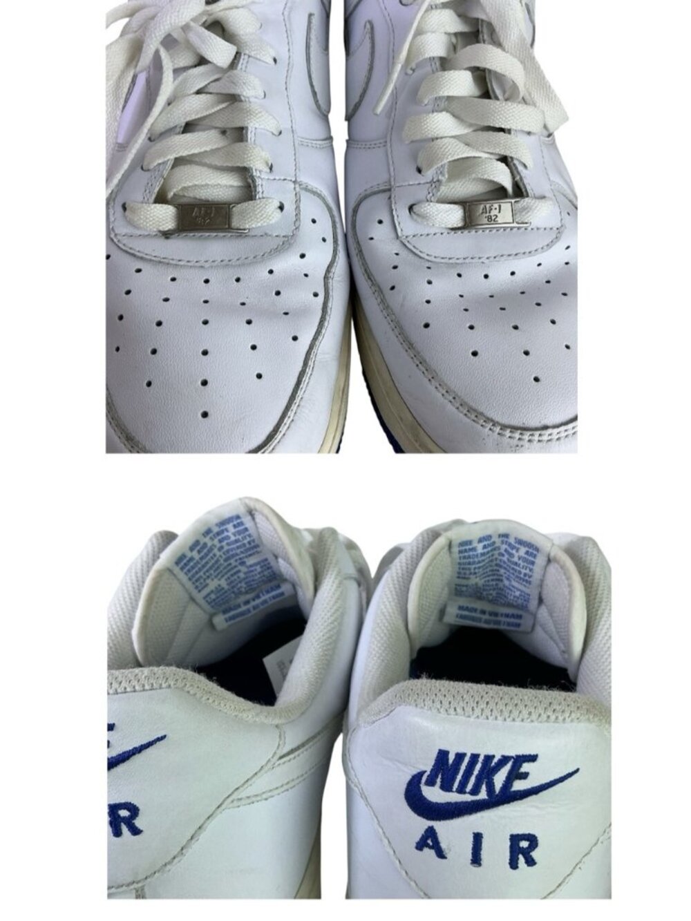 Nike Air Force 1 sneakers Vintage 2008 Leather Low Top white blue Men Size 12 - Picture 8 of 16